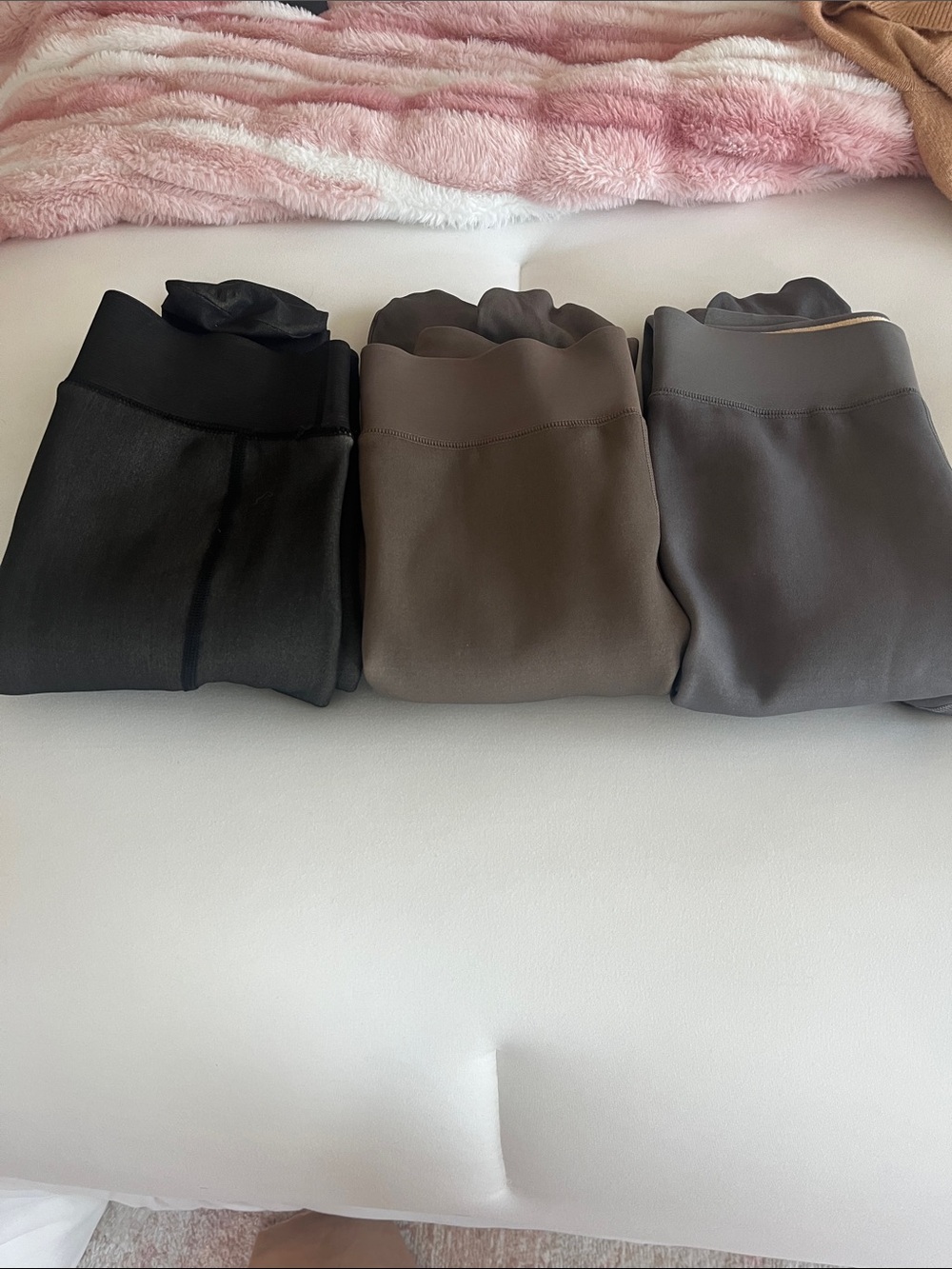 Women's High-Waist Leggings - Black, Taupe, and Gray